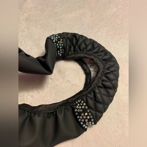 NEW Black Faux leather jewel studded steering wheel cover.